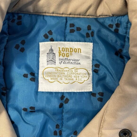 London Fog Jacket Snap Up Size 12 PET Tan Padded Pockets Lined Winter - Picture 13 of 16